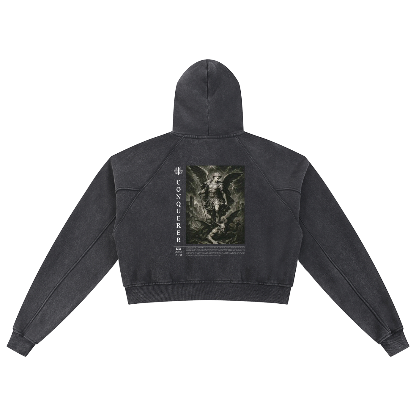 “CONQUERER” Womens’ Snow Washed Hoodie